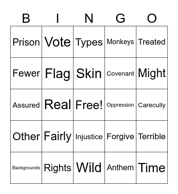 Lesson1 Bingo Card