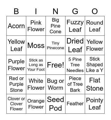 Nature Bingo Card