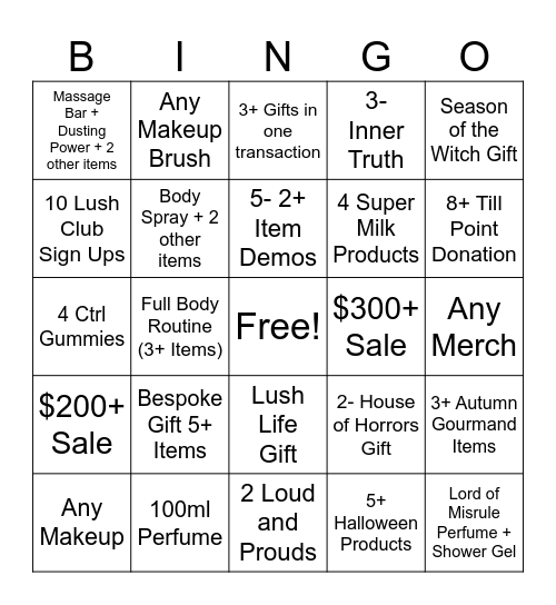 Sunday-Funday Bingo Card