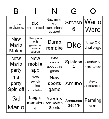 Direct Predictions Bingo Card