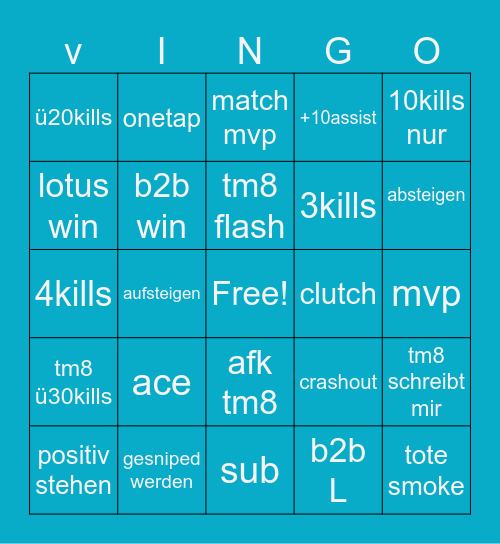 valo bingo Card