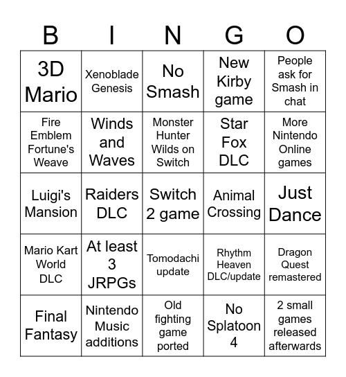 Direct Bingo Card