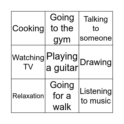 Coping strategies Bingo Card