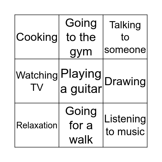 Coping strategies Bingo Card