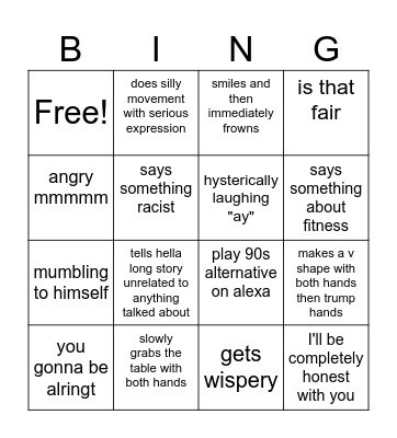 Drunk dad bingo Card