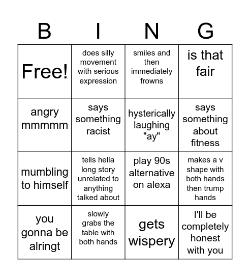 Drunk dad bingo Card