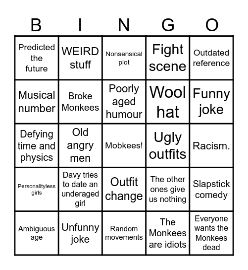 MONKEE BINGO Card