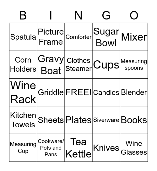 BRIDE Bingo Card