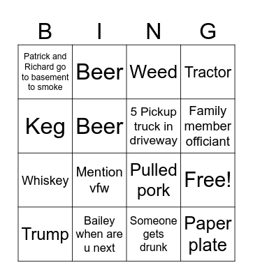 Wedding bingo Card