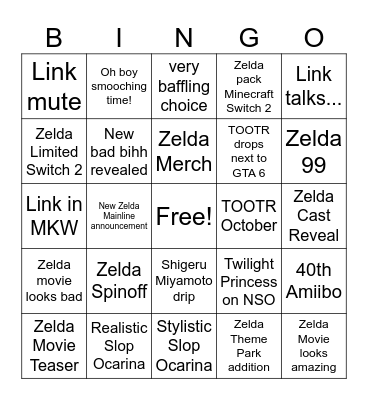 ZELDA DIRECT Bingo Card