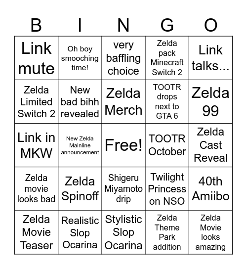 ZELDA DIRECT Bingo Card