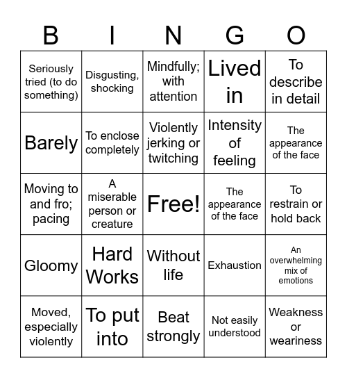 Context Clues Bingo Card