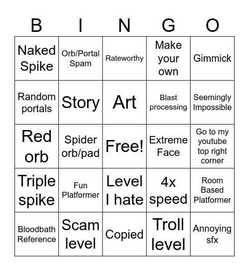 GD Recent Tab Bingo Card