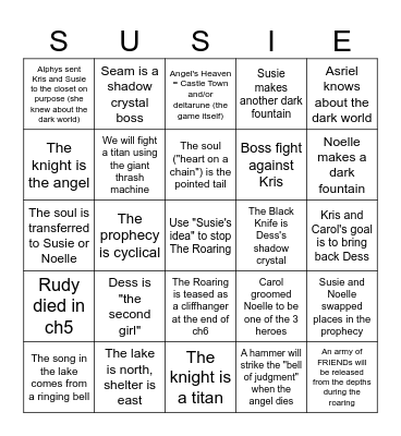 Deltarune Bingo Card