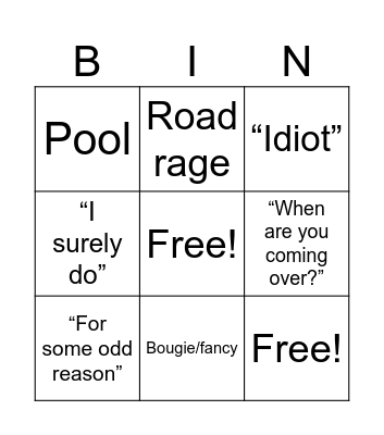 Sunday Bingo Card