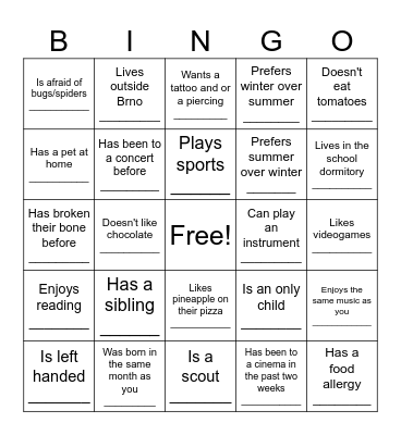 Find someone who: Bingo Card