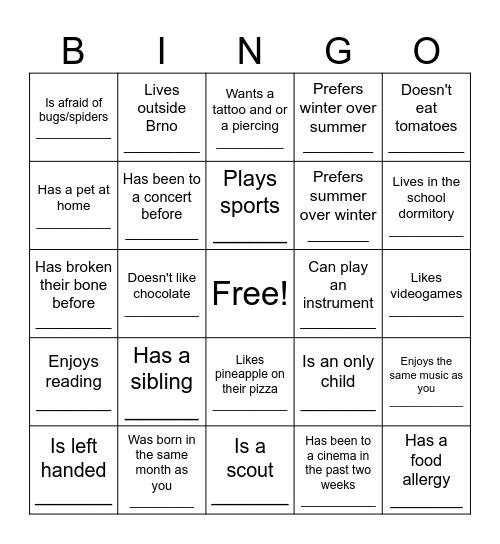 Find someone who: Bingo Card
