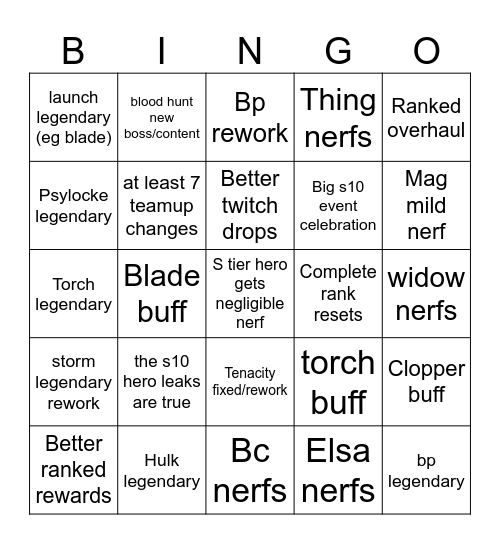 Season 10 MVRL (good) Bingo Card