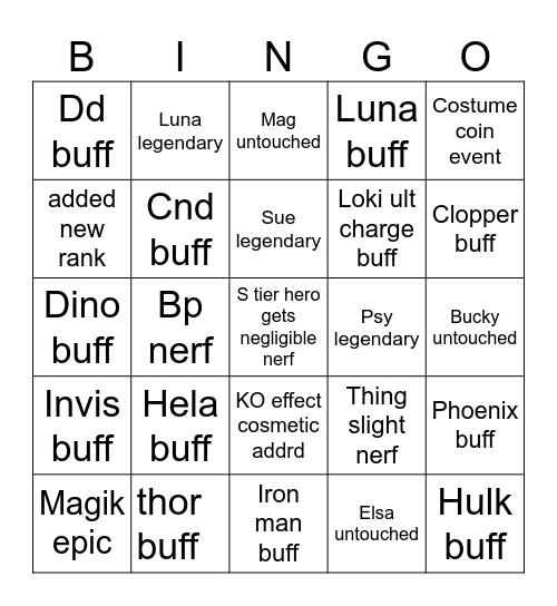 S10 MVRL (bad) Bingo Card