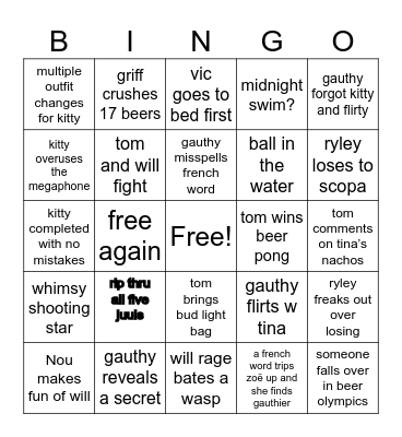 cotty bingo boyz Bingo Card