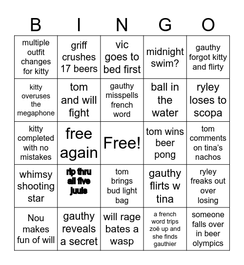 cotty bingo boyz Bingo Card