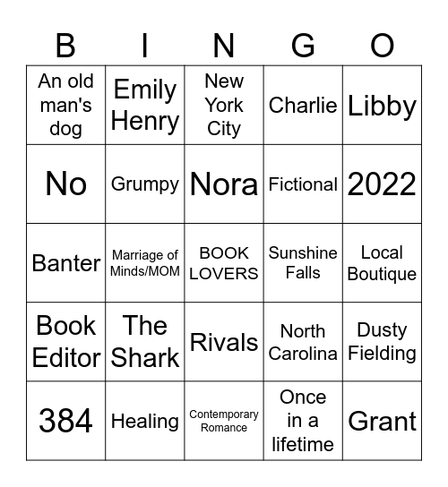 Book lovers Bingo Card