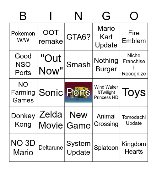 Nintendo Direct Bingo 9/9/26 Bingo Card