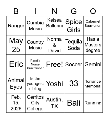 J Bridal Shower Bingo Card