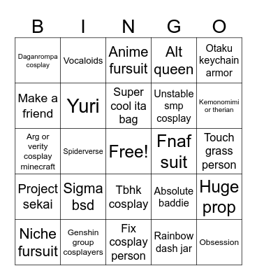 Sac anime bingo Card