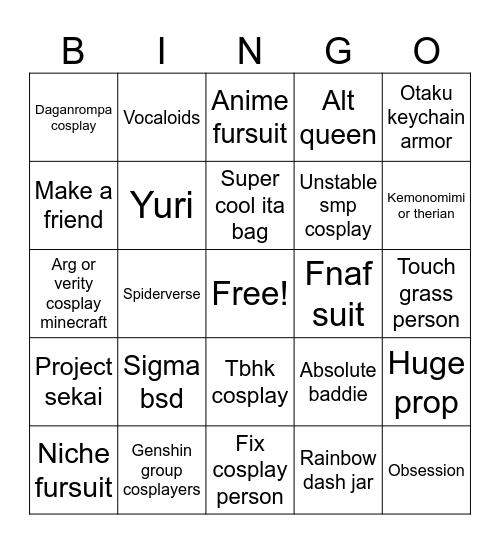 Sac anime bingo Card
