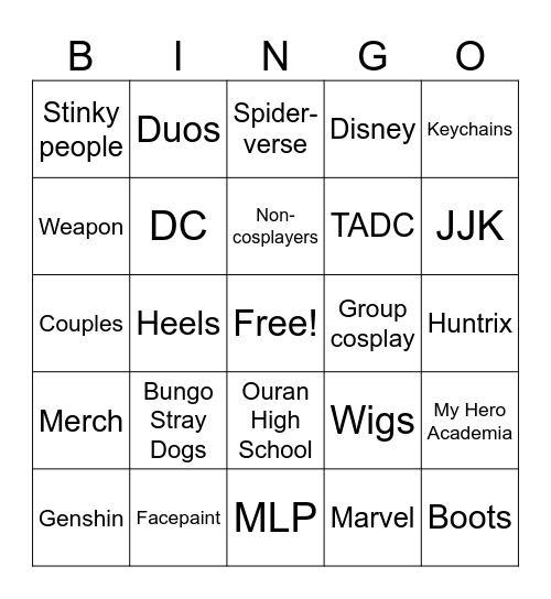 SacAnime Bingo Card