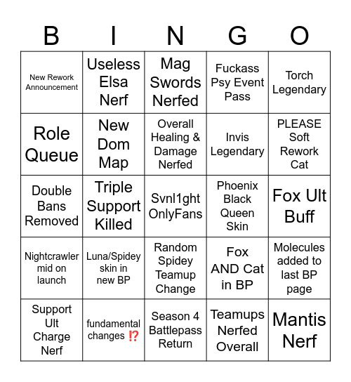 season 10 pls save us Bingo Card