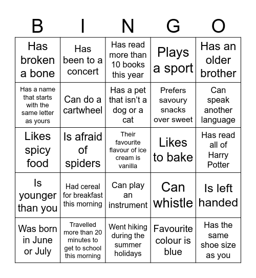 Find someone who Bingo Card