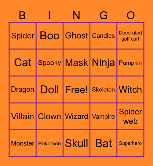 Halloween Bingo Card