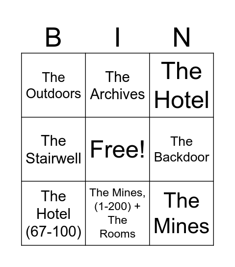 Doors Floors Bingo Card