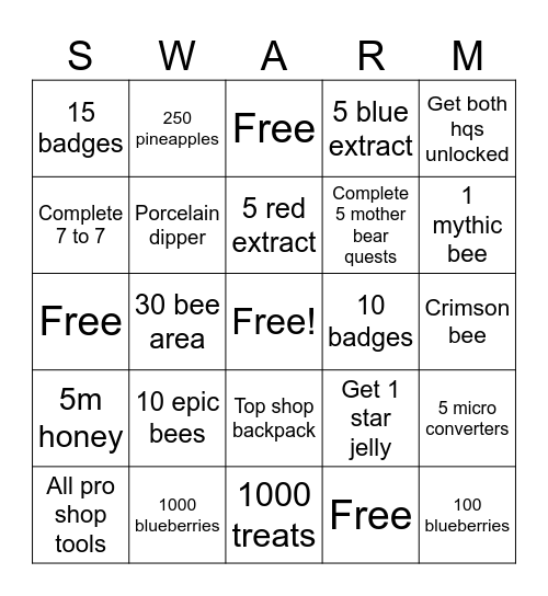 Bss Bingo Card