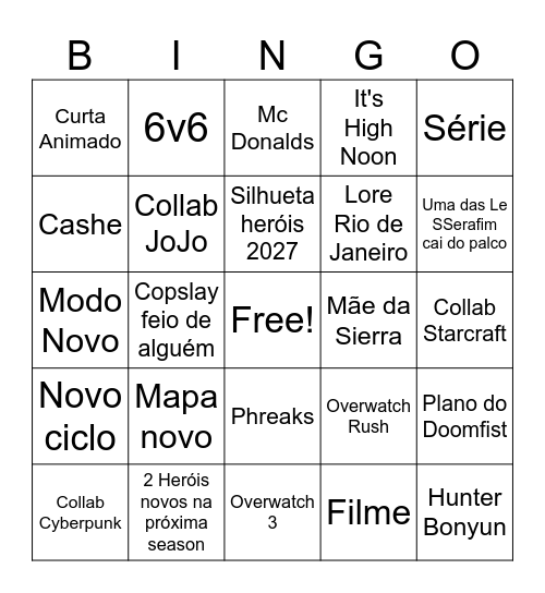 Blizzcon 2026 OW Bingo Card