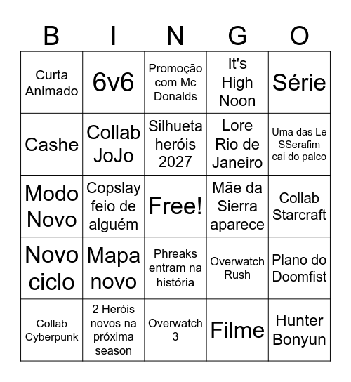 Blizzcon 2026 OW Bingo Card
