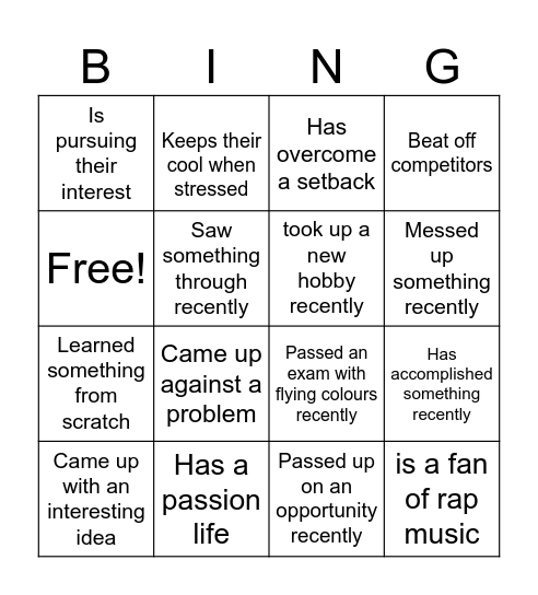 Find someone who... Bingo Card
