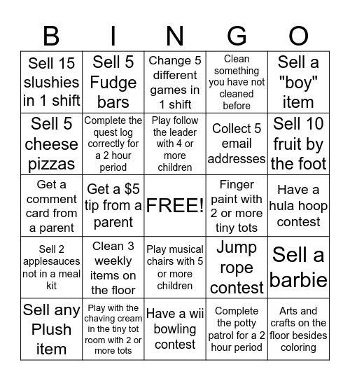 Kayle's BINGO Card Bingo Card