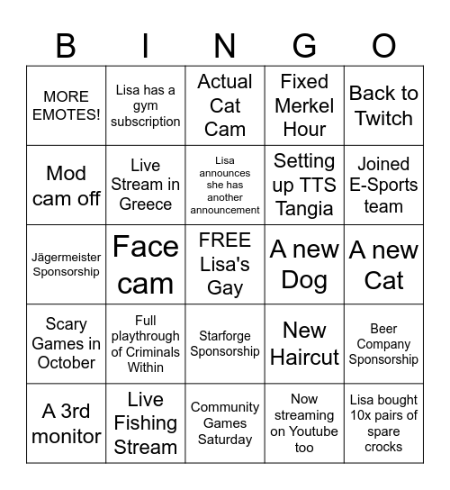BIG ANNOUNCEMENT Bingo Card