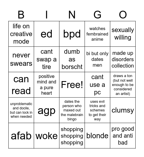 fembrained Bingo Card