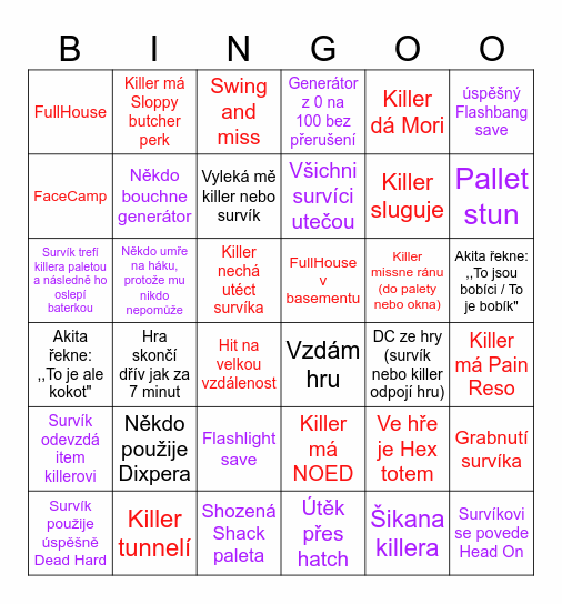 Bug By Daylight Bingo Card
