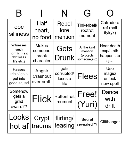 Aj act 1 finale predicts?? Bingo Card