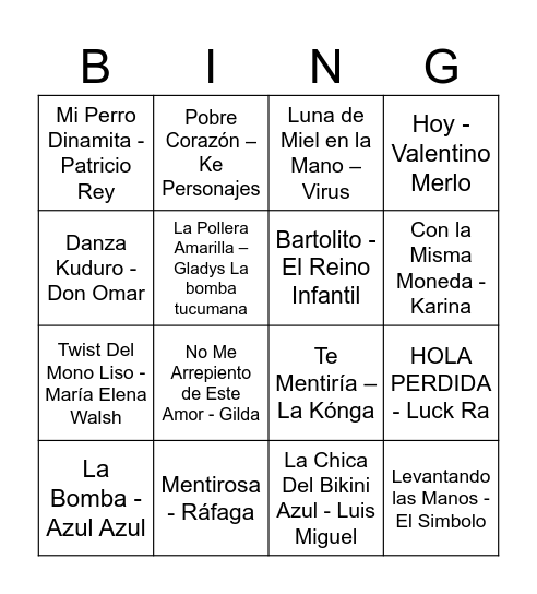 Bingo 1 Bingo Card