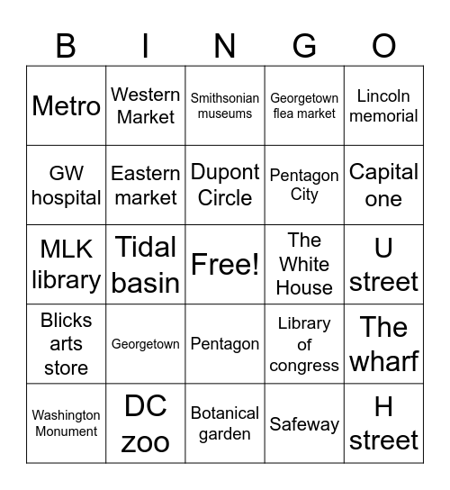 DC BINGO Card