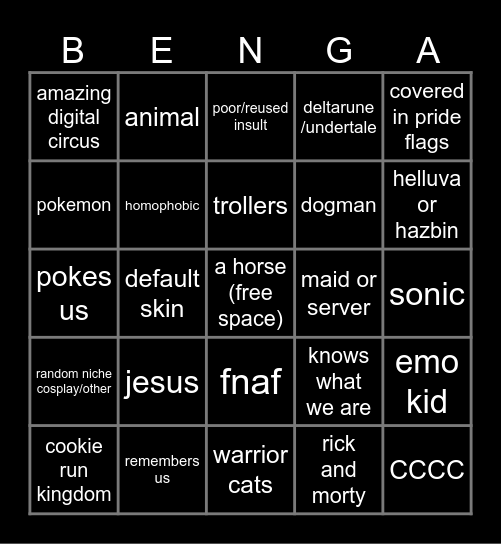 pony town bingo Card