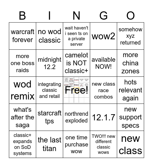 blizzcon bingo 2026 Bingo Card