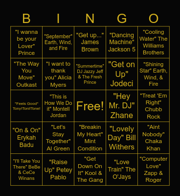 Whitley/Cobb Music Bingo "Old School" Bingo Card