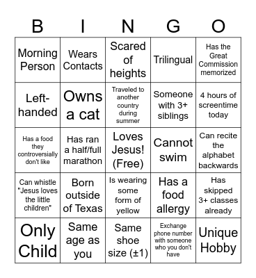 Re:Sound Get To Know You Bingo Card